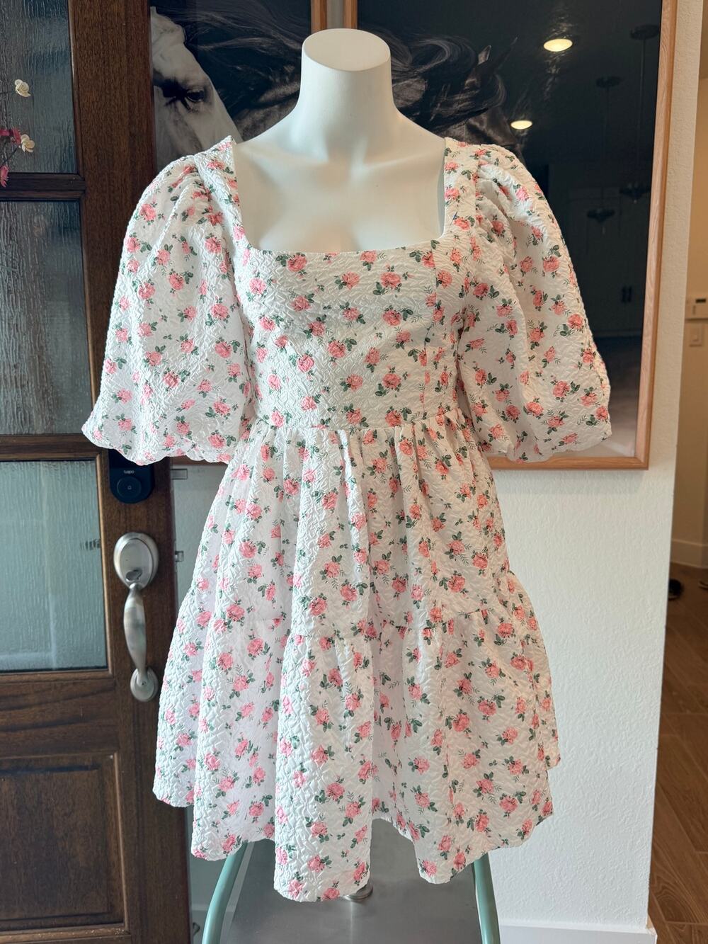 Tess Lynn by Shop Impressions White Floral Smocked Babydoll Mini Dress